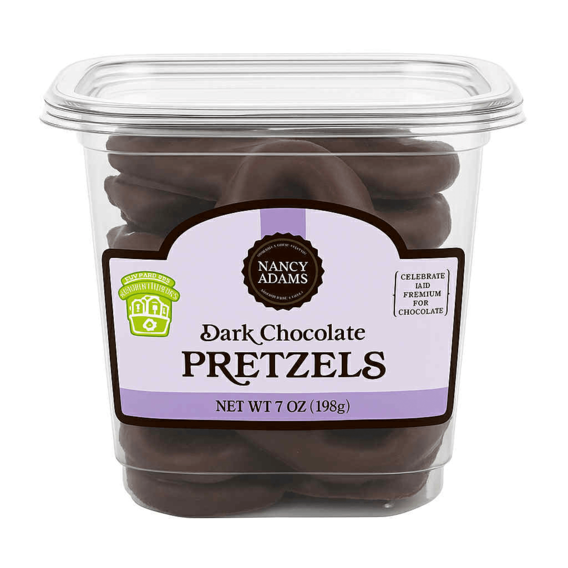 Nancy Adams Dark Chocolate Pretzels 7 OZ Tub - Tree Treasures