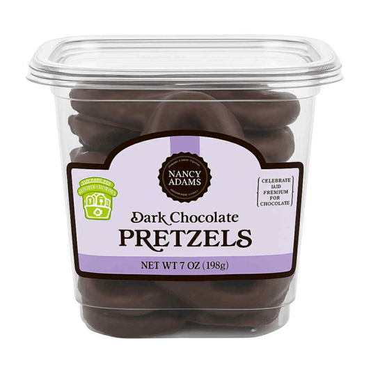 Nancy Adams Dark Chocolate Pretzels 7 OZ Tub - Tree Treasures