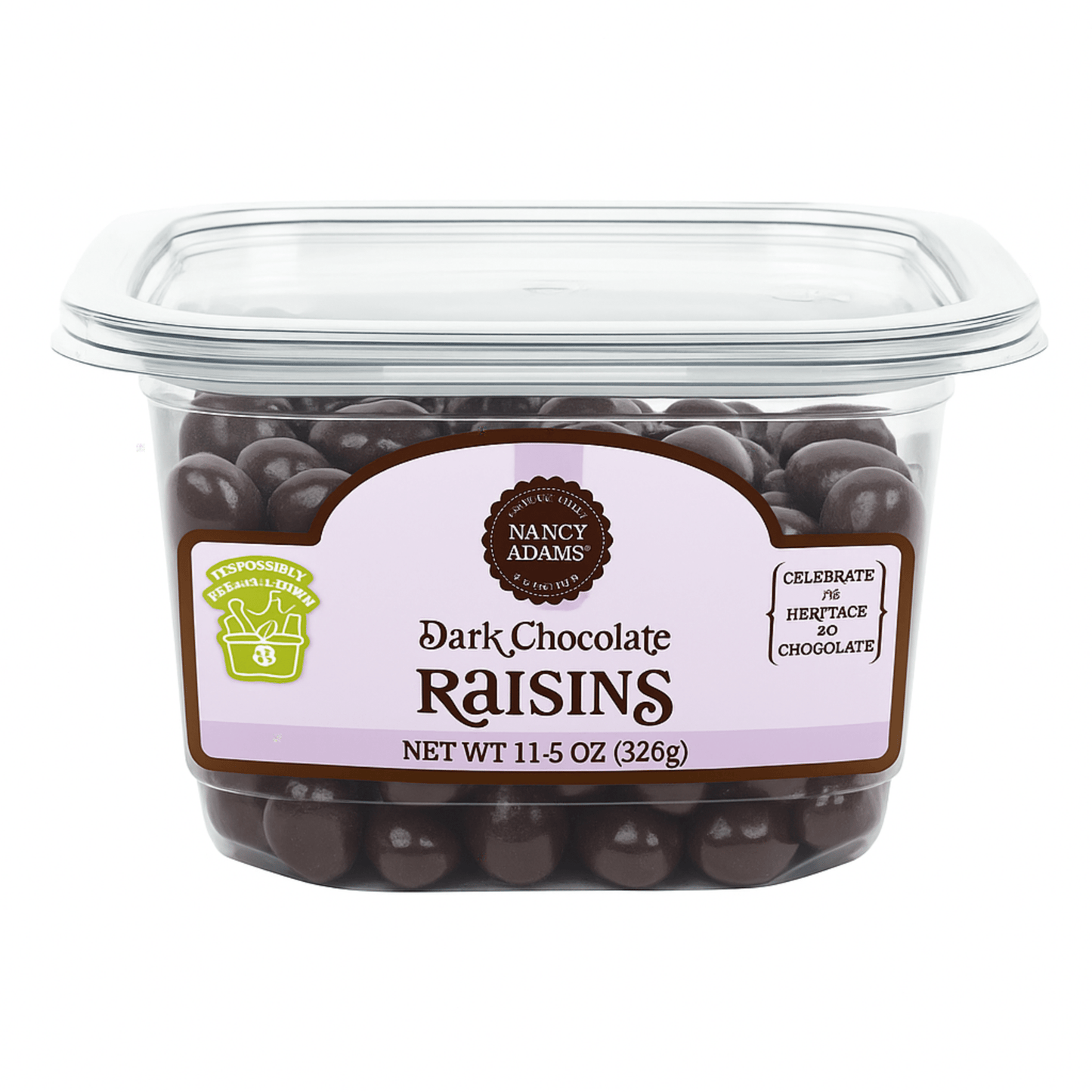 Nancy Adams Dark Chocolate Raisins 11.5 OZ Tub - Tree Treasures