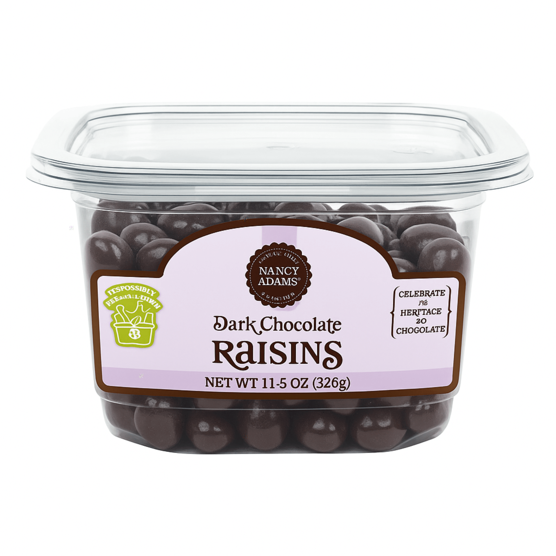 Nancy Adams Dark Chocolate Raisins 11.5 OZ Tub - Tree Treasures