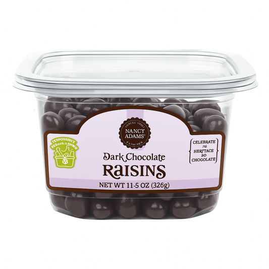 Nancy Adams Dark Chocolate Raisins 11.5 OZ Tub - Tree Treasures
