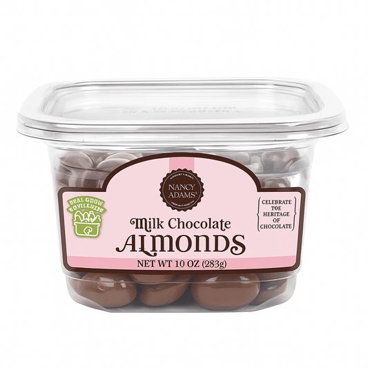 Nancy Adams Milk Chocolate Almonds 10 OZ Tub - Tree Treasures