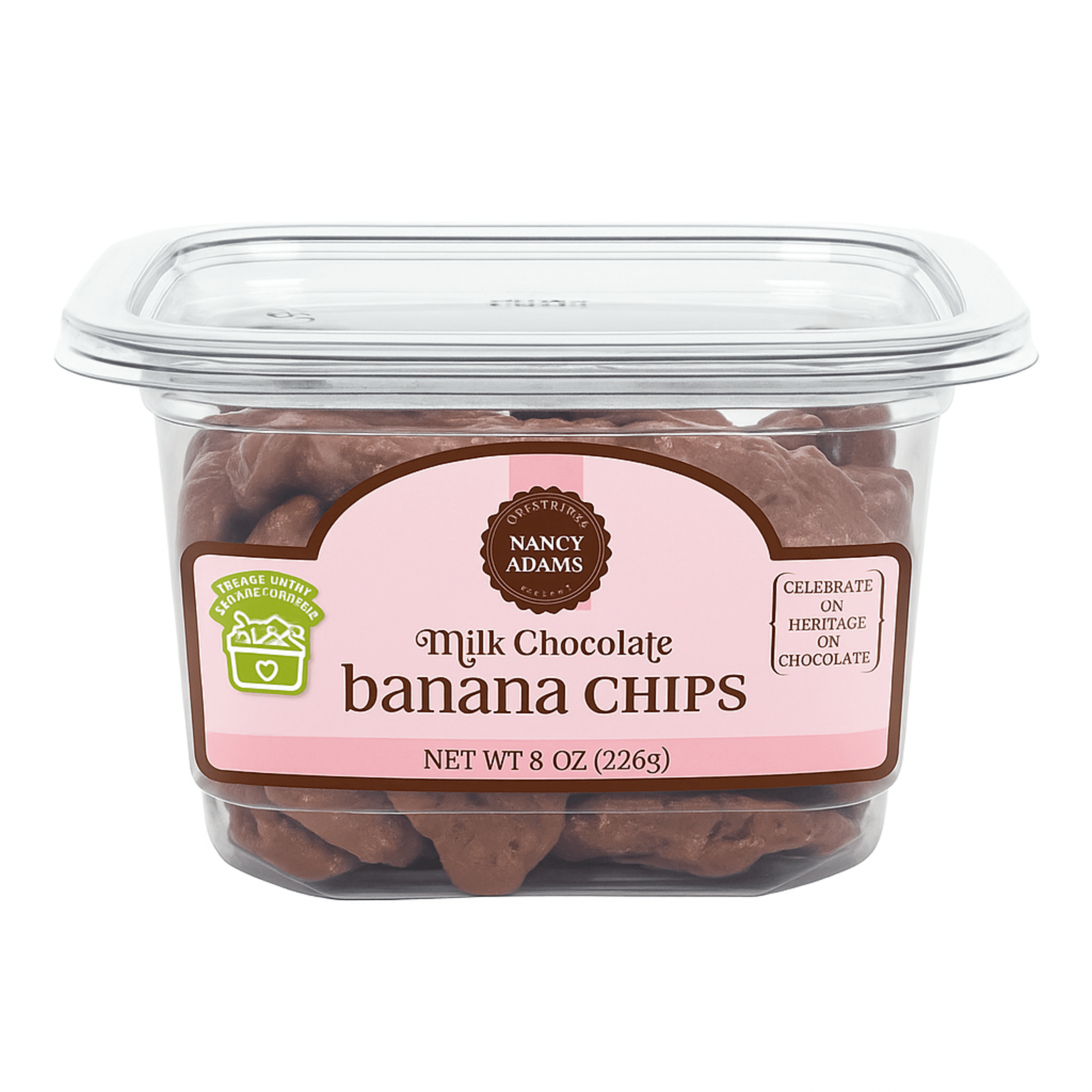 Nancy Adams Milk Chocolate Banana Chips 8 OZ Tub - Tree Treasures