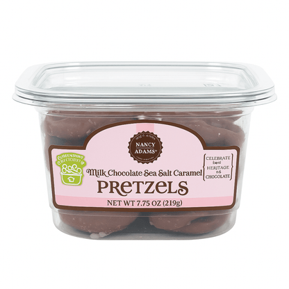 Nancy Adams Milk Chocolate Caramel Pretzels 7.75 OZ Tub - Tree Treasures