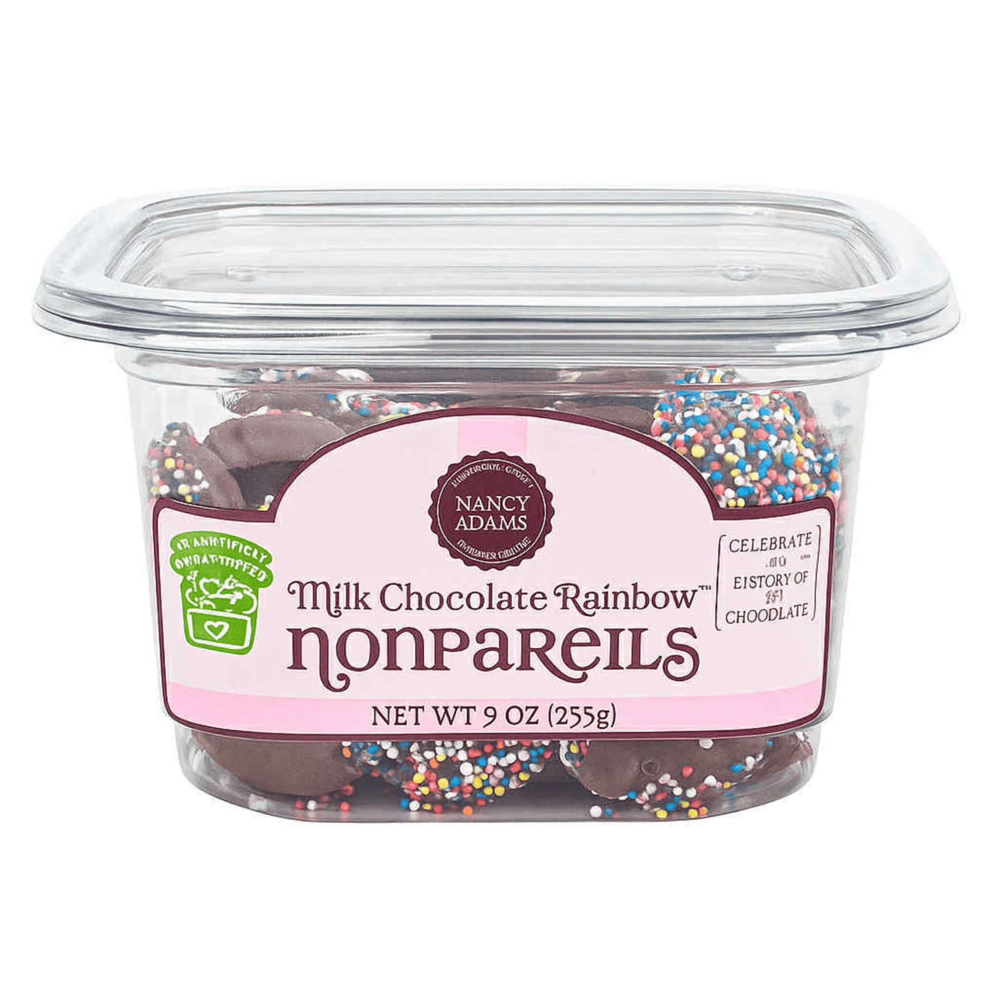 Nancy Adams Milk Chocolate Nonpareils 9 OZ Tub - Tree Treasures