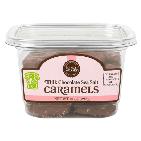 Nancy Adams Milk Chocolate Sea Salt Caramels 10 OZ Tub - Tree Treasures