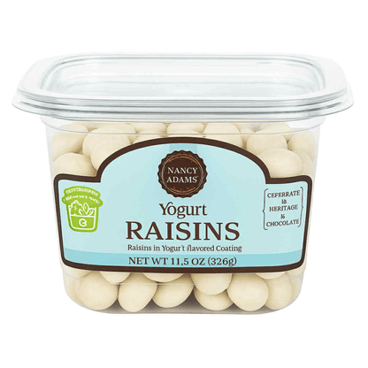 Nancy Adams Yogurt Raisins 11.5 OZ Tub - Tree Treasures