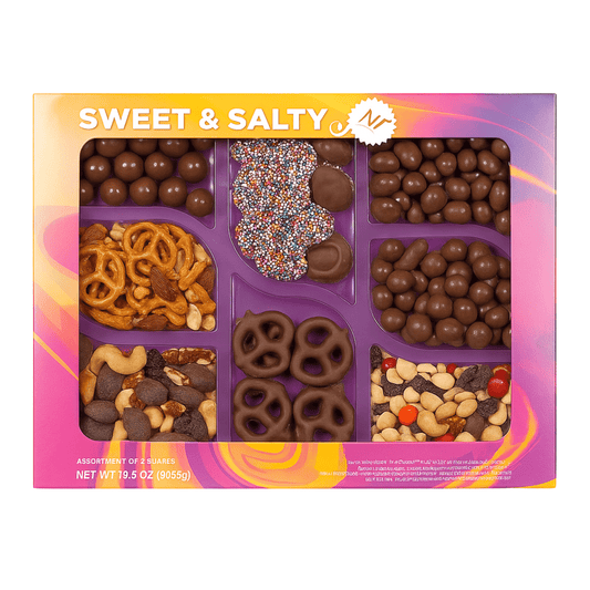 Nassau Candy Sweet & Salty Snacks Charcuterie Board 14.35 oz Box – Assorted Chocolate Covered Treats & Snack Mixes - Tree Treasures