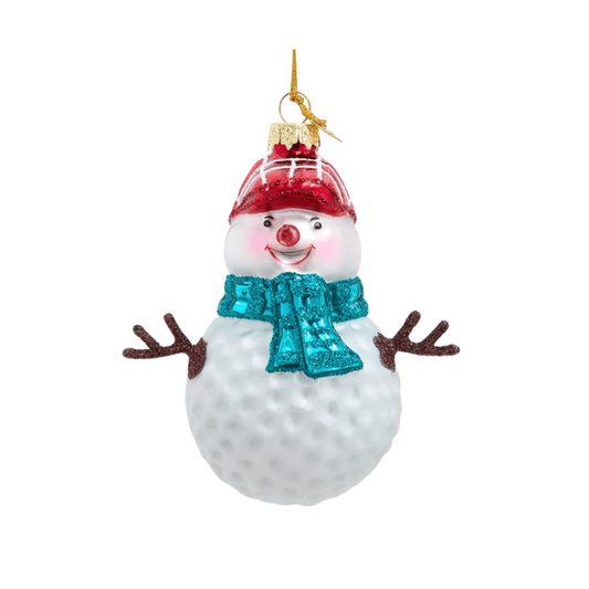Noble Gems™ Glass Golf Snowman Ornament with Twig Arms – Kurt Adler Holiday Decoration - Tree Treasures