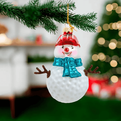 Noble Gems™ Glass Golf Snowman Ornament with Twig Arms – Kurt Adler Holiday Decoration - Tree Treasures