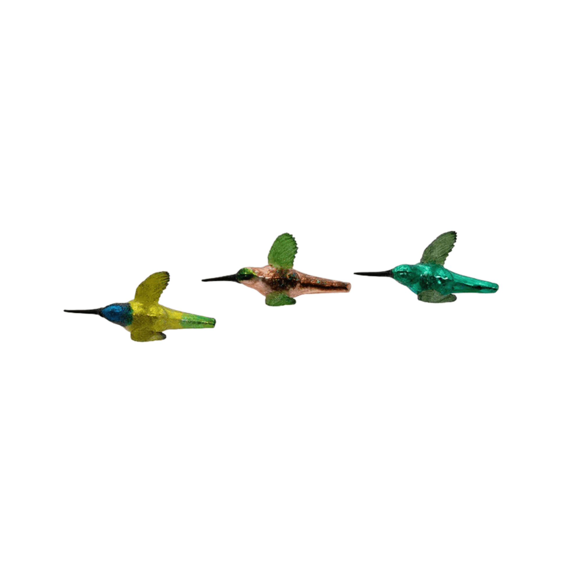 Noble Gems™ Hummingbird Clip - On Glass Ornaments, 3 Assorted – Elegant Nature - Inspired Decor - Tree Treasures