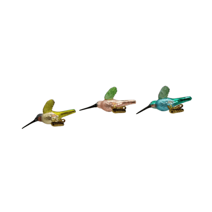 Noble Gems™ Hummingbird Clip - On Glass Ornaments, 3 Assorted – Elegant Nature - Inspired Decor - Tree Treasures
