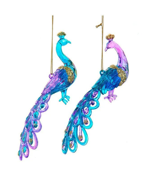 Peacock Christmas Ornament Set – Purple, Teal & Blue by Kurt Adler - Tree Treasures