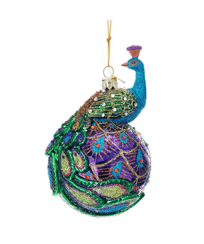 Peacock Glass Ball Ornament – Noble Gems Christmas - Tree Treasures