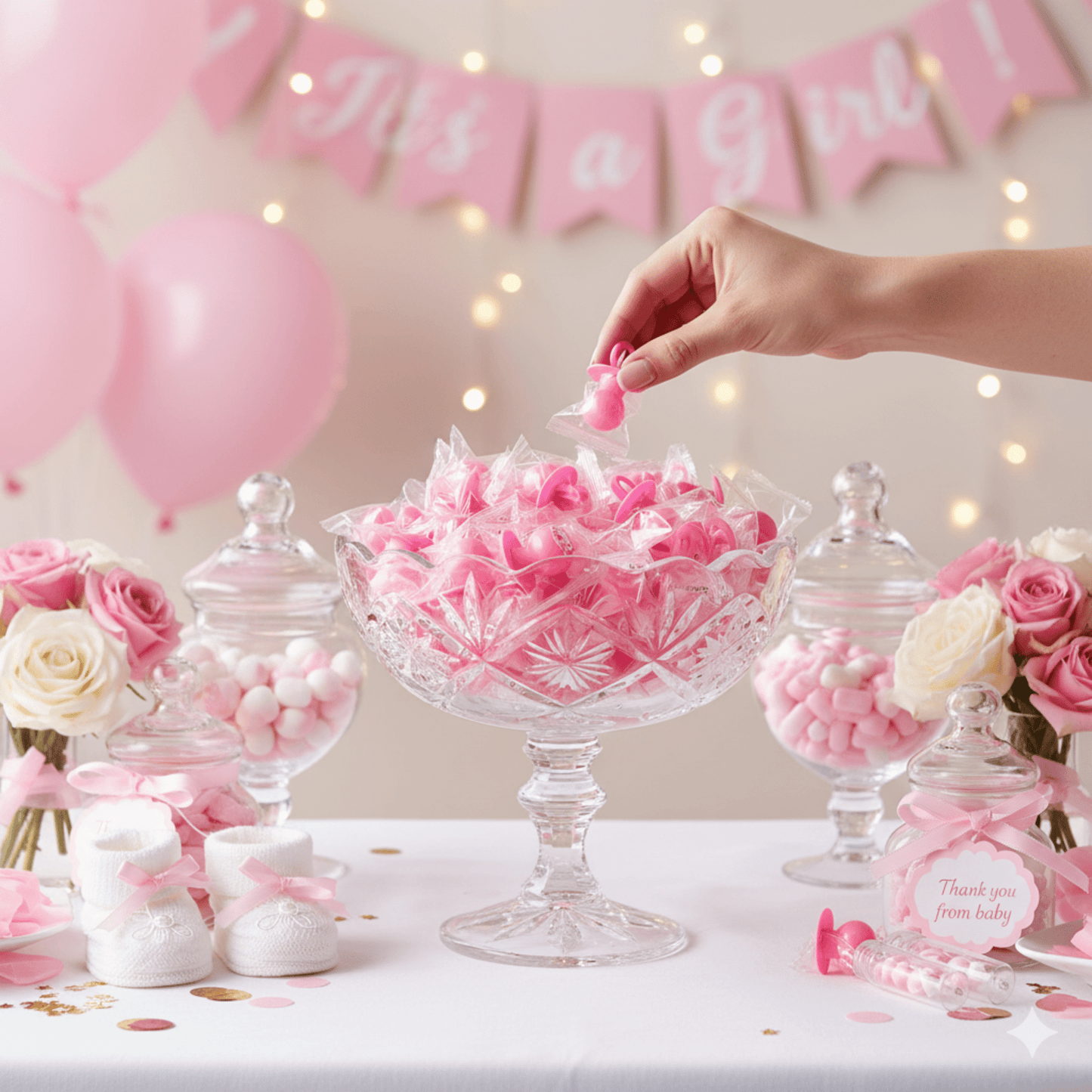 Pink Pacifier Candy 0.5 oz Peg Bag – It’s a Girl Baby Shower Favor - Tree Treasures