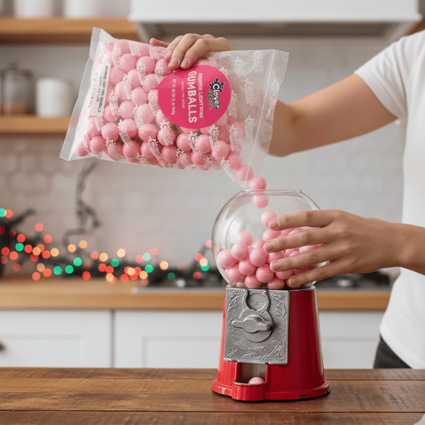 Pink Shimmer Gumballs 1 Inch – Bulk 120 Count – Mixed Fruit Flavor Bubble Gum Balls for Gumball Machine & Classy Party Buffets - Tree Treasures