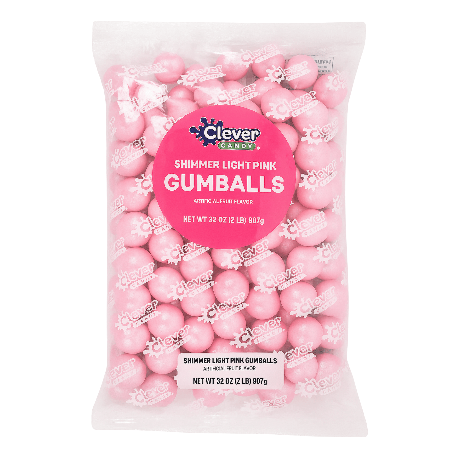 Pink Shimmer Gumballs 1 Inch – Bulk 120 Count – Mixed Fruit Flavor Bubble Gum Balls for Gumball Machine & Classy Party Buffets - Tree Treasures