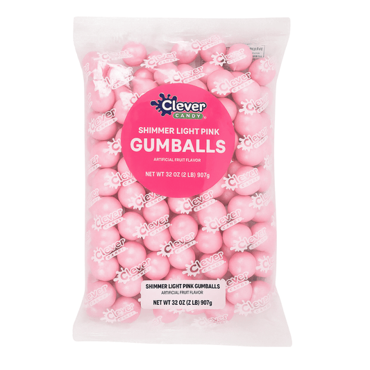 Pink Shimmer Gumballs 1 Inch – Bulk 120 Count – Mixed Fruit Flavor Bubble Gum Balls for Gumball Machine & Classy Party Buffets - Tree Treasures