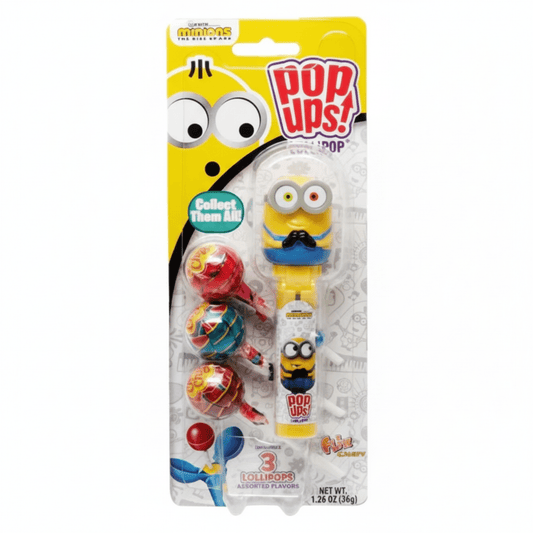 POP UPS! Minions Lollipop Holder 1.26 oz – Includes 3 Chupa Chups - Tree Treasures