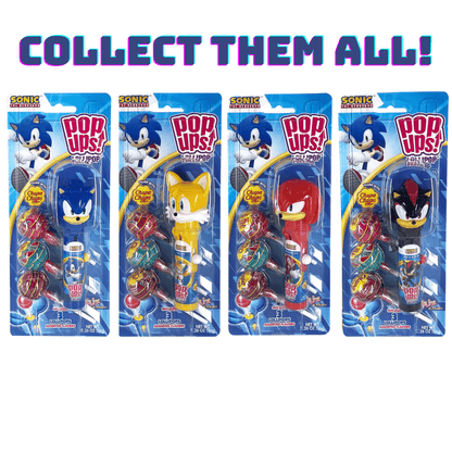 POP UPS! Sonic the Hedgehog Lollipop Holder 1.26 oz – Includes 3 Chupa Chups Refill - Tree Treasures