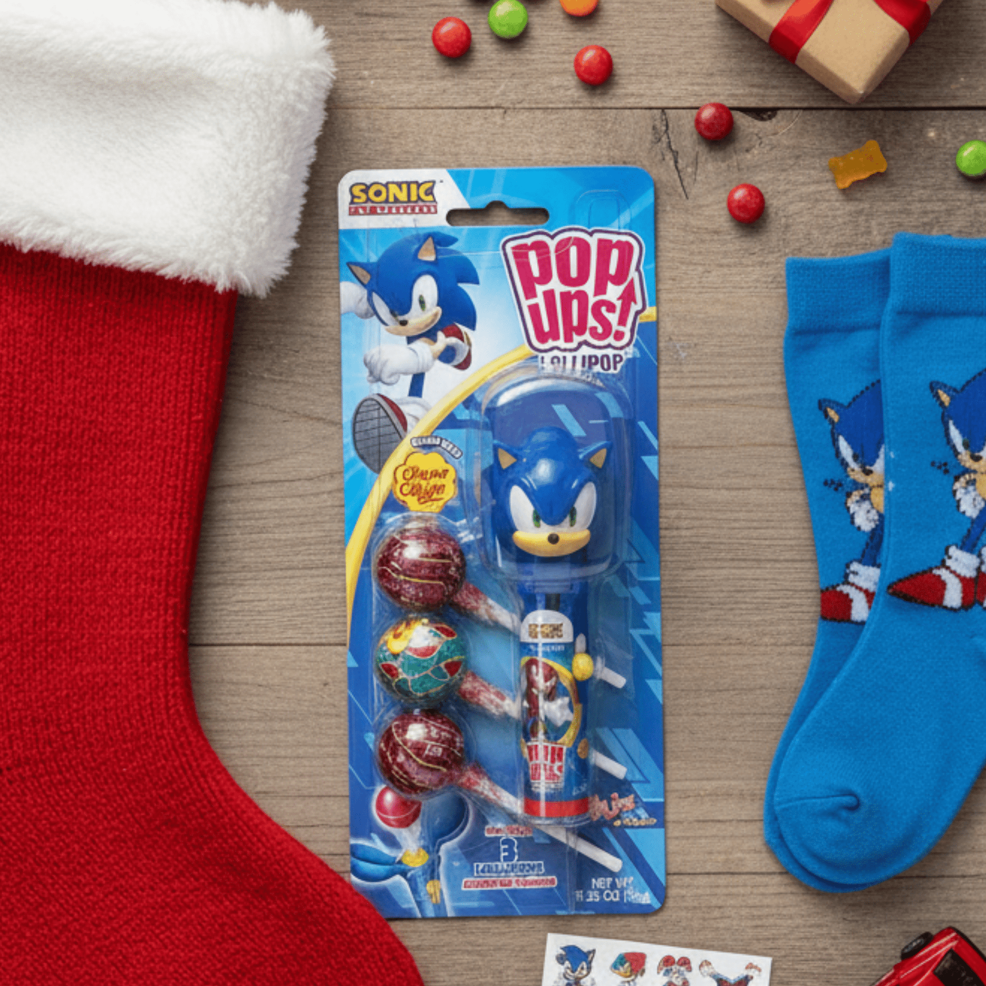 POP UPS! Sonic the Hedgehog Lollipop Holder 1.26 oz – Includes 3 Chupa Chups Refill - Tree Treasures