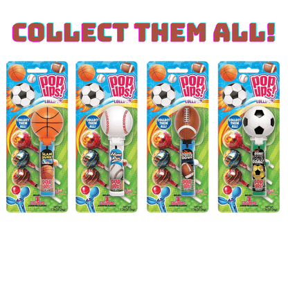 POP UPS! Sports Balls Lollipop 1.26 oz – Includes 3 Chupa Chups Refill - Tree Treasures