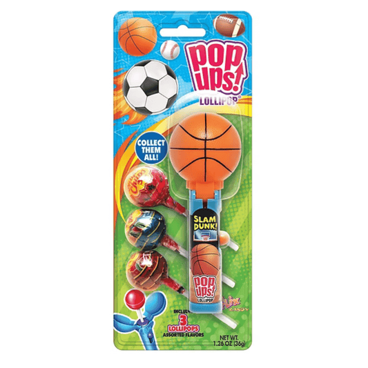 POP UPS! Sports Balls Lollipop 1.26 oz – Includes 3 Chupa Chups Refill - Tree Treasures