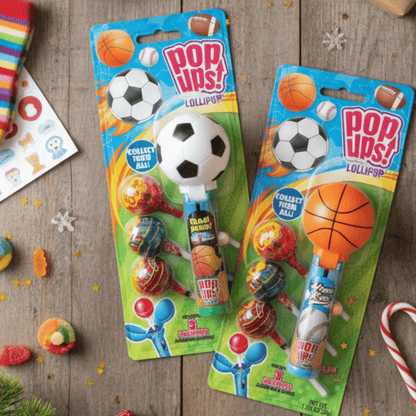 POP UPS! Sports Balls Lollipop 1.26 oz – Includes 3 Chupa Chups Refill - Tree Treasures