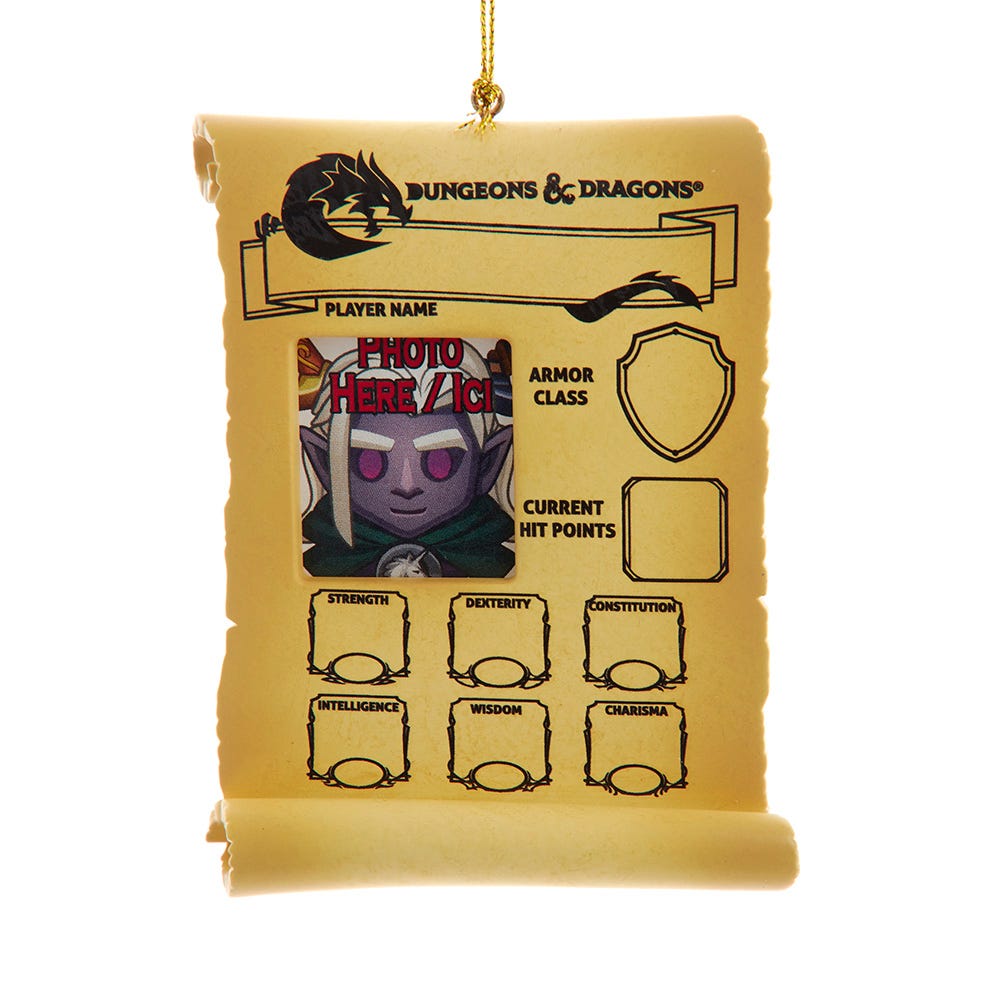 *PRESALE* D&D® Character Sheet Photo Ornament For Personalization - Tree Treasures