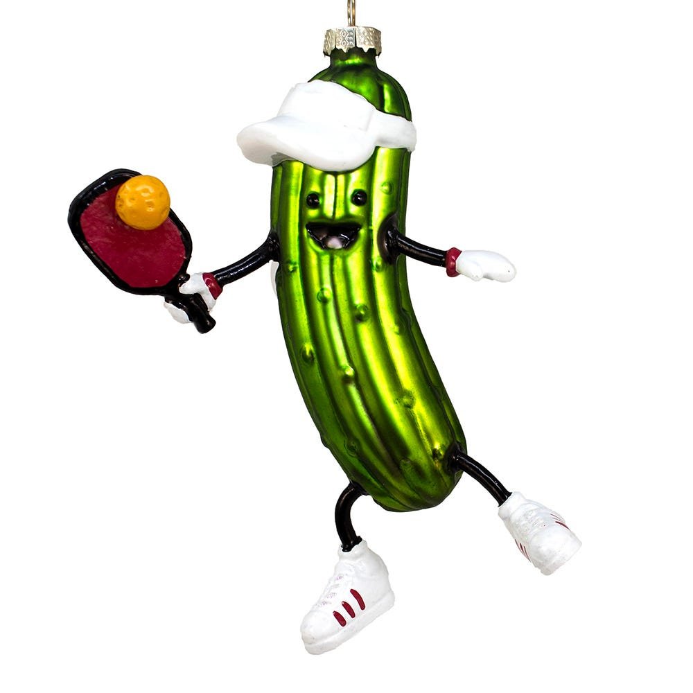 *PRESALE* Glass Pickleball Pickle Ornament - Tree Treasures