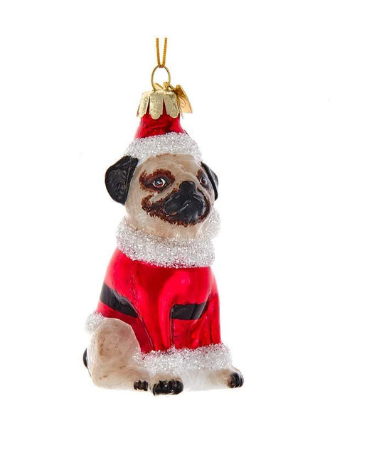 Pug with Santa Suit Glass Ornament – Noble Gems - Tree Treasures
