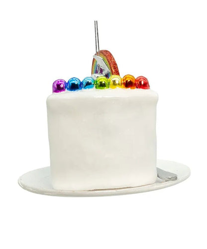 Rainbow Cake Slice Glass Ornament – 4.5 - Inch Noble Gems - Tree Treasures