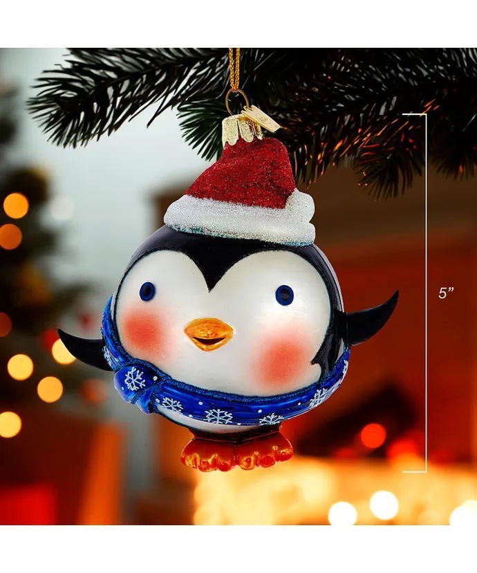 Roly Poly Penguin Glass Ornament – Noble Gems by Kurt Adler - Tree Treasures