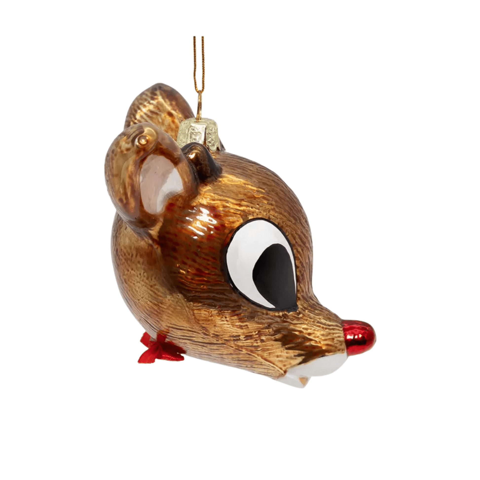 Rudolph The Red - Nosed Reindeer® Glass Rudolph Head Ornament – Glittered Holiday Décor by Kurt Adler - Tree Treasures