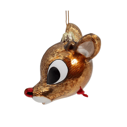Rudolph The Red - Nosed Reindeer® Glass Rudolph Head Ornament – Glittered Holiday Décor by Kurt Adler - Tree Treasures