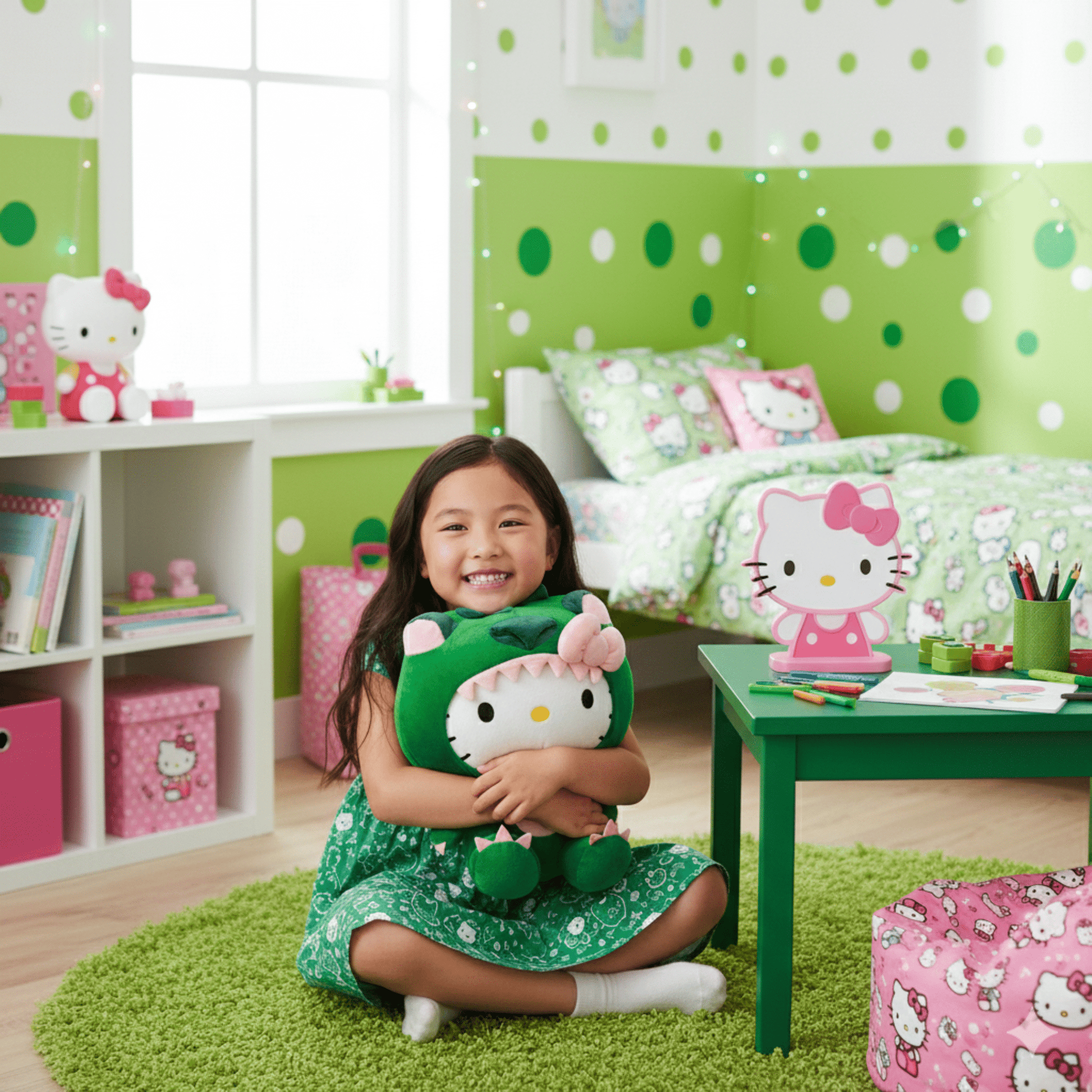 Sanrio Hello Kitty Plush – 9.5" Stuffed Character in Green Dragon Costume - Tree Treasures