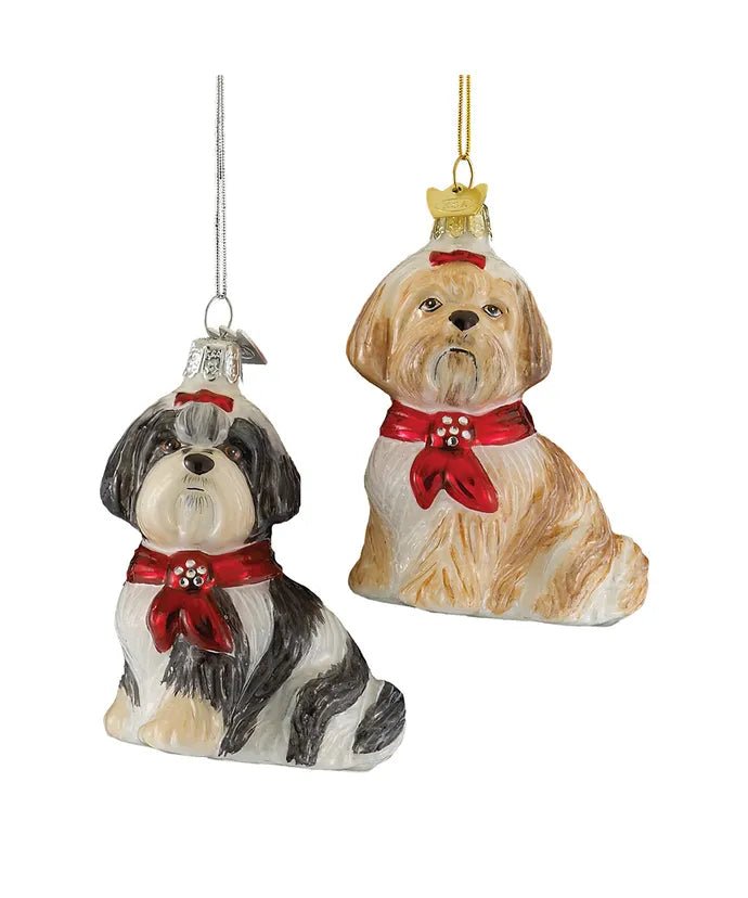 Shih Tzu Glass Ornament – Noble Gems by Kurt Adler - Tree Treasures