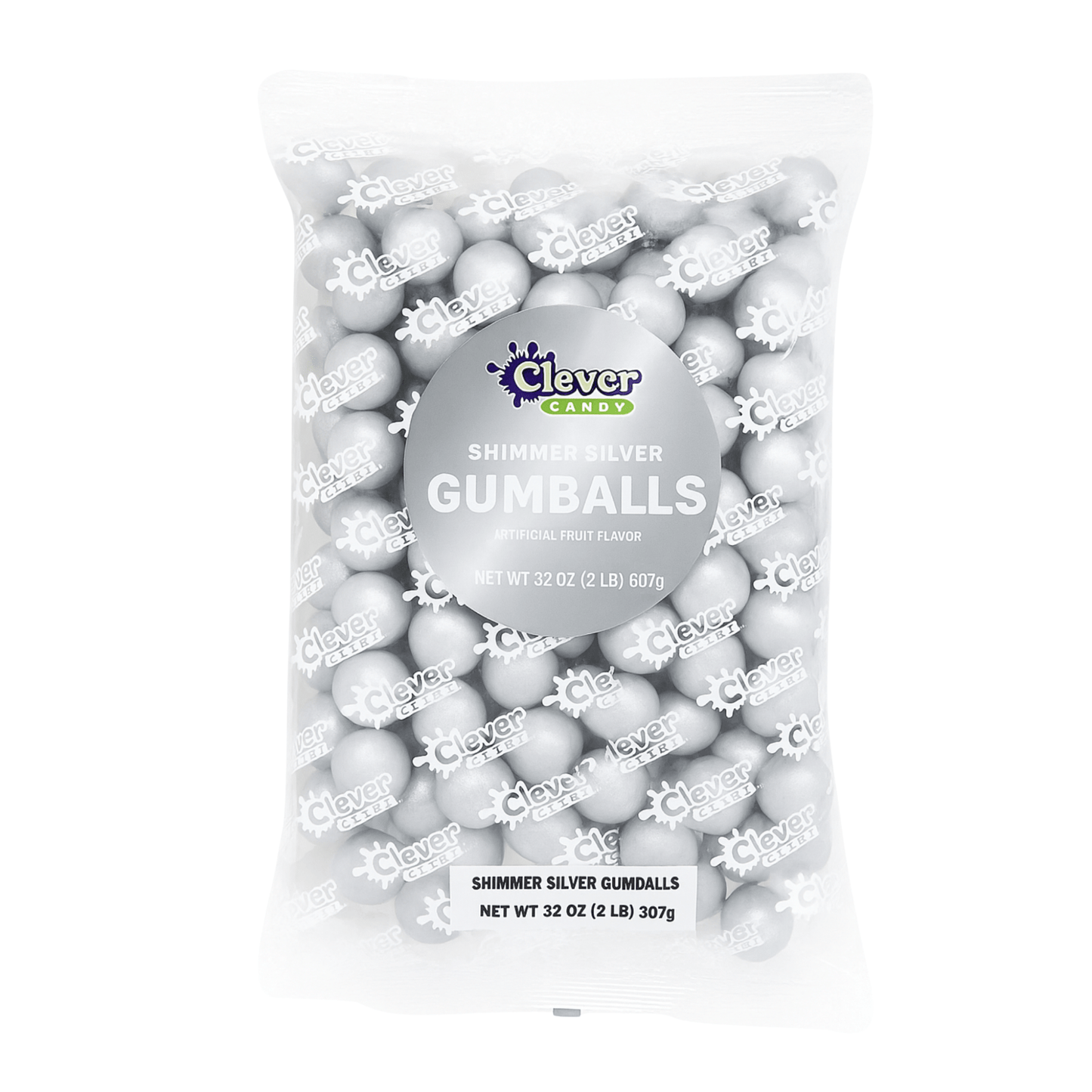 Silver Shimmer Gumballs 1 Inch – Bulk 120 Count – Mixed Fruit Flavor Bubble Gum Balls for Gumball Machine & Classy Party Buffets - Tree Treasures