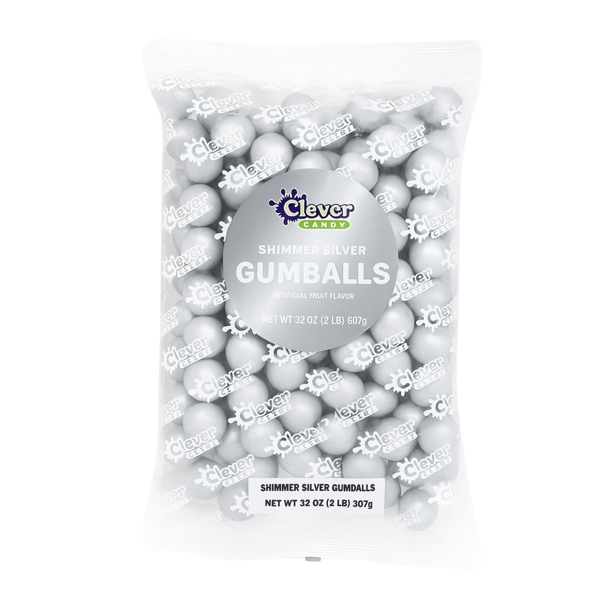 Silver Shimmer Gumballs 1 Inch – Bulk 120 Count – Mixed Fruit Flavor Bubble Gum Balls for Gumball Machine & Classy Party Buffets - Tree Treasures
