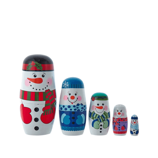 Snowman Nesting Doll Set, 5 - Piece Holiday Decoration – Whimsical Christmas Matryoshka Dolls by Kurt Adler - Tree Treasures