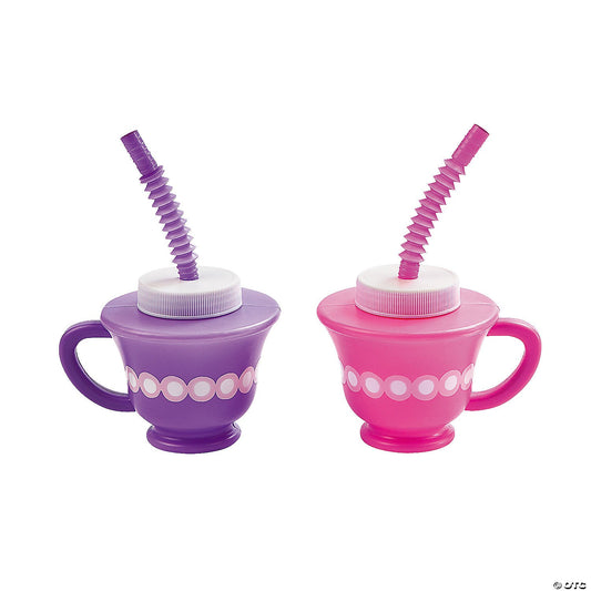 Tea Party Cups with Straws - 12 Set - Tree Treasures