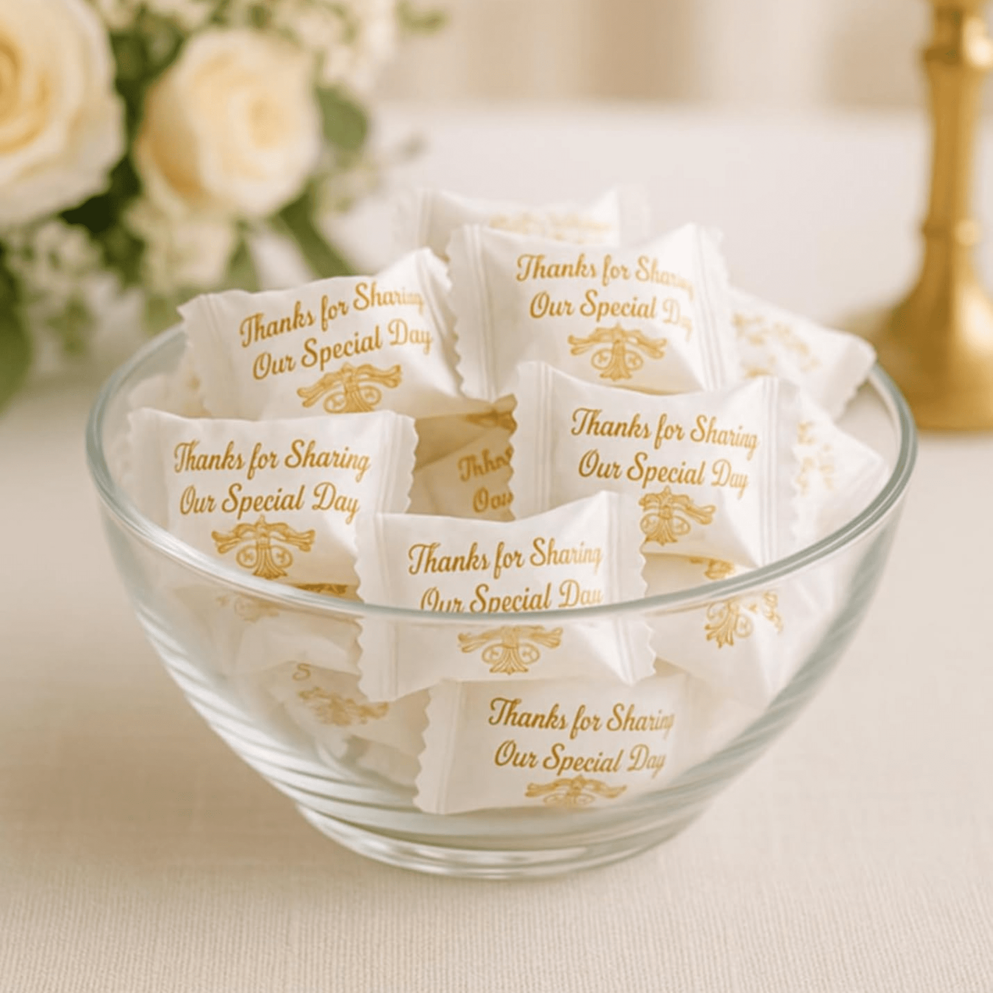 Thank You Wedding Butter Mints – 216ct Individually Wrapped Mints (Gold Wrapper) - Tree Treasures