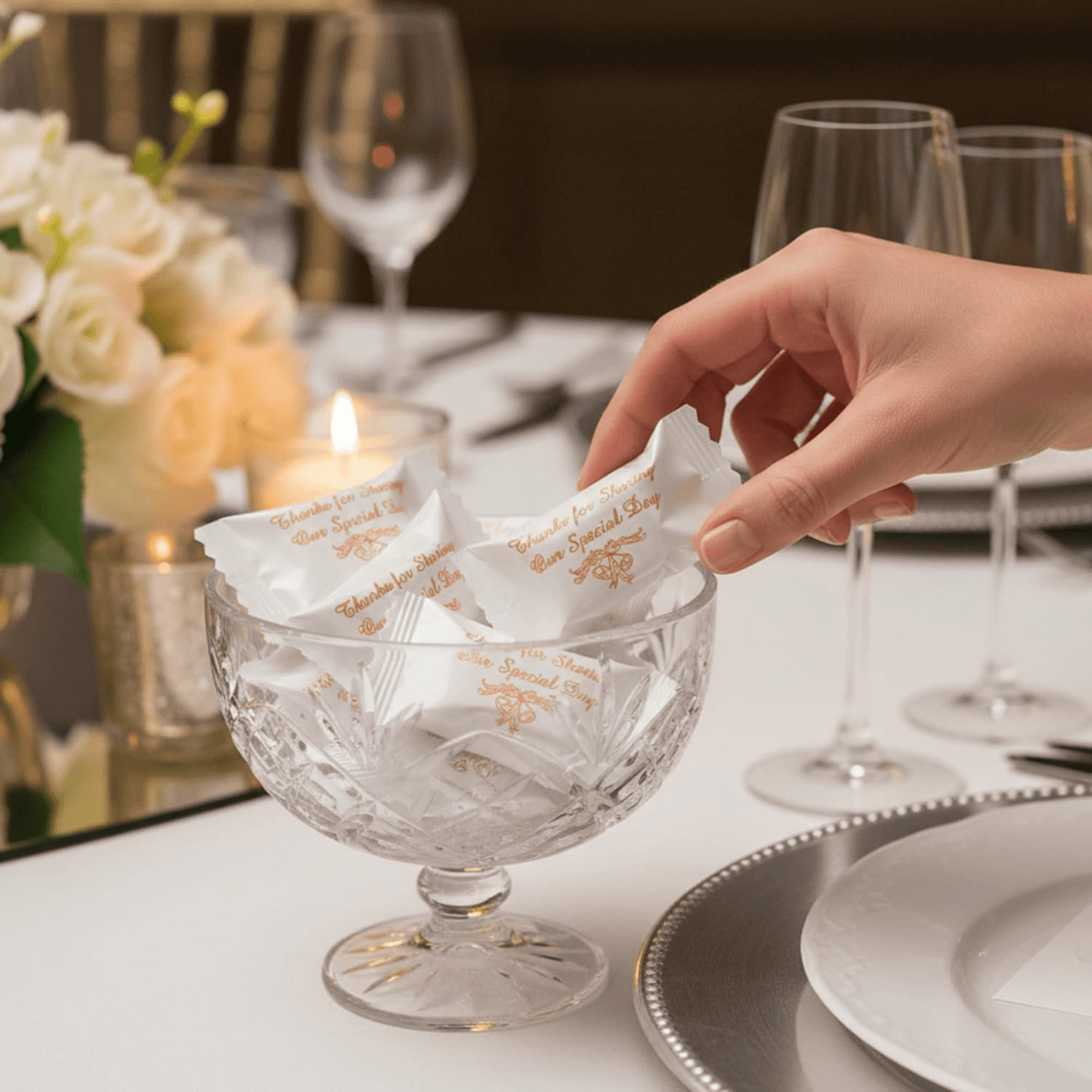 Thank You Wedding Butter Mints – 216ct Individually Wrapped Mints (Gold Wrapper) - Tree Treasures