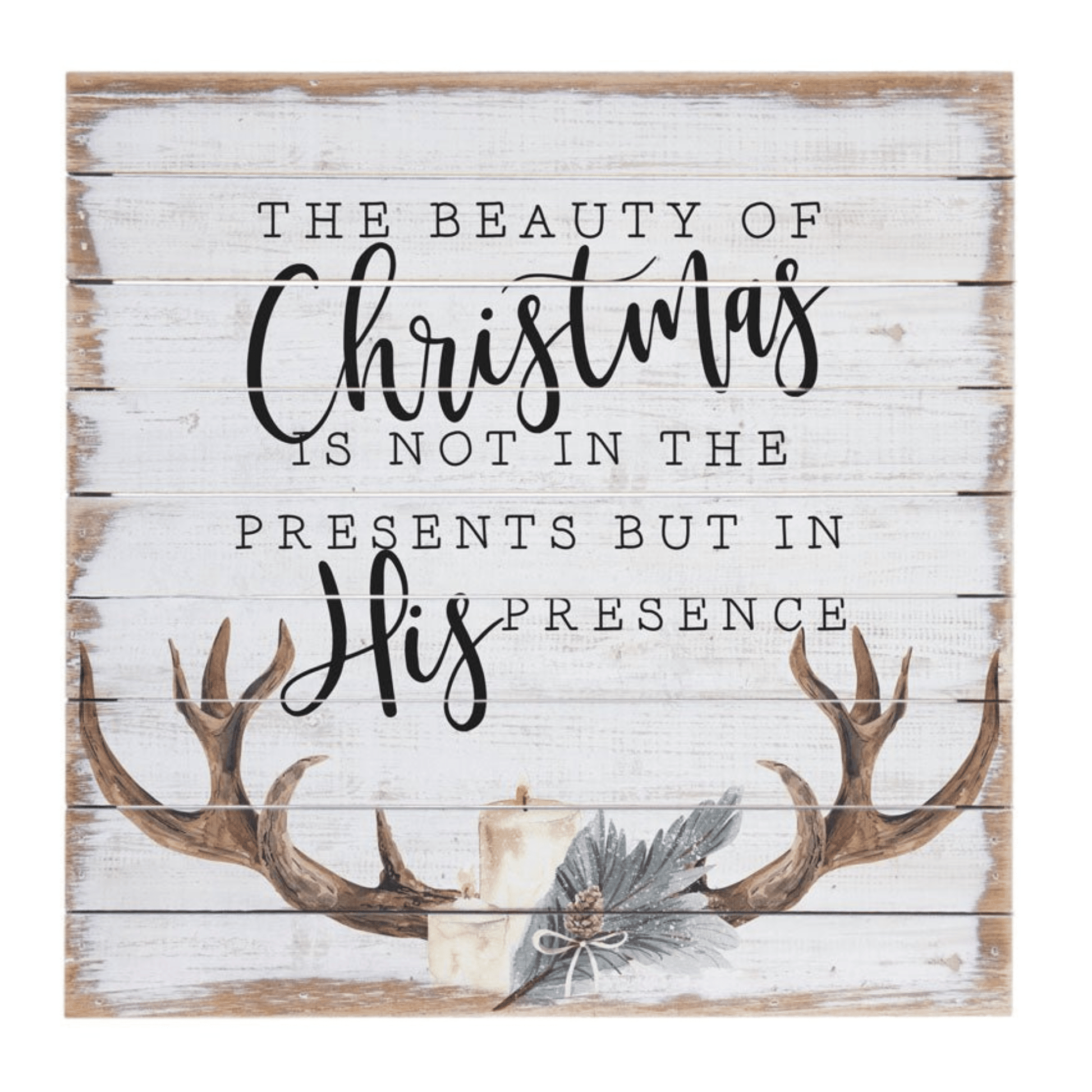 The Beauty of Christmas Rustic Wooden Wall Art – 14" x 14" Inspirational Holiday Décor - Tree Treasures