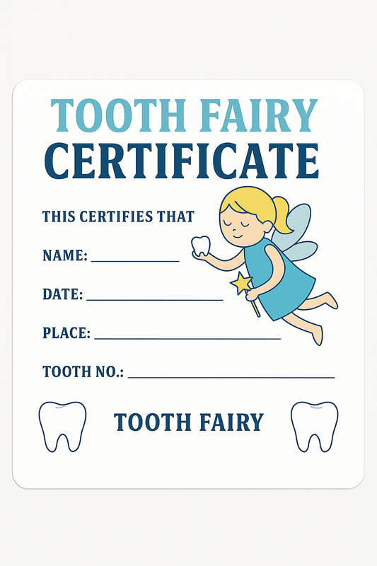 Tooth Fairy Certificate (Printable Download) - Tree Treasures