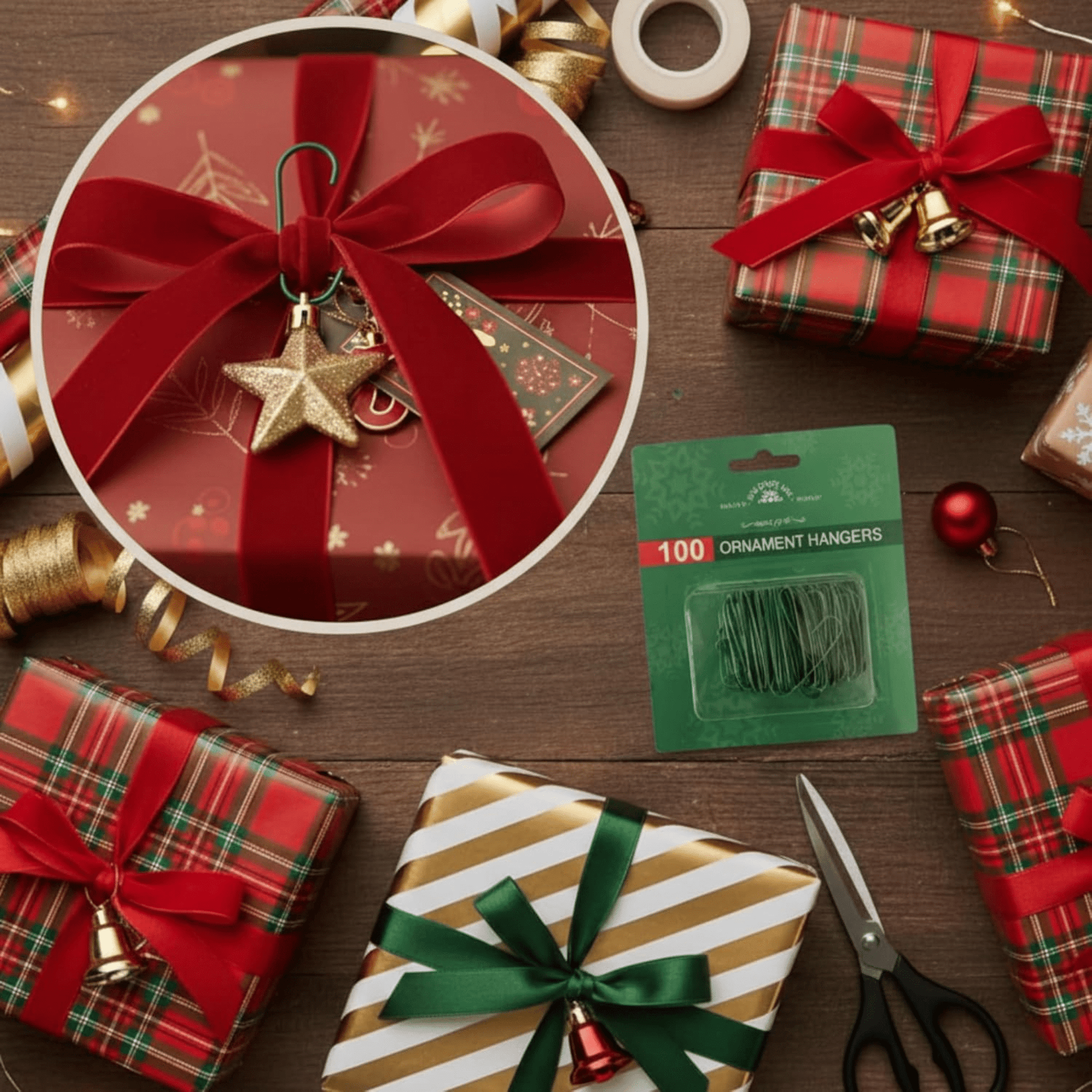 Tree Treasures Green Ornament Hooks, 100 - Piece Box Set - Tree Treasures