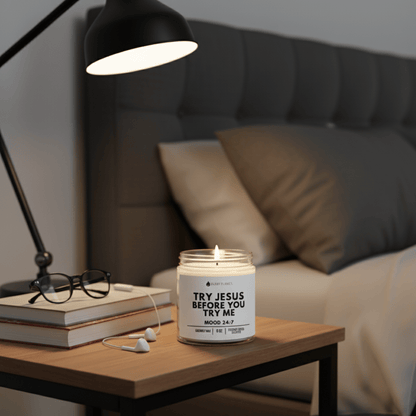 Try Jesus Before You Try Me – 9oz Coconut Oasis Scented Candle – Inspirational & Relaxing Gift - Tree Treasures