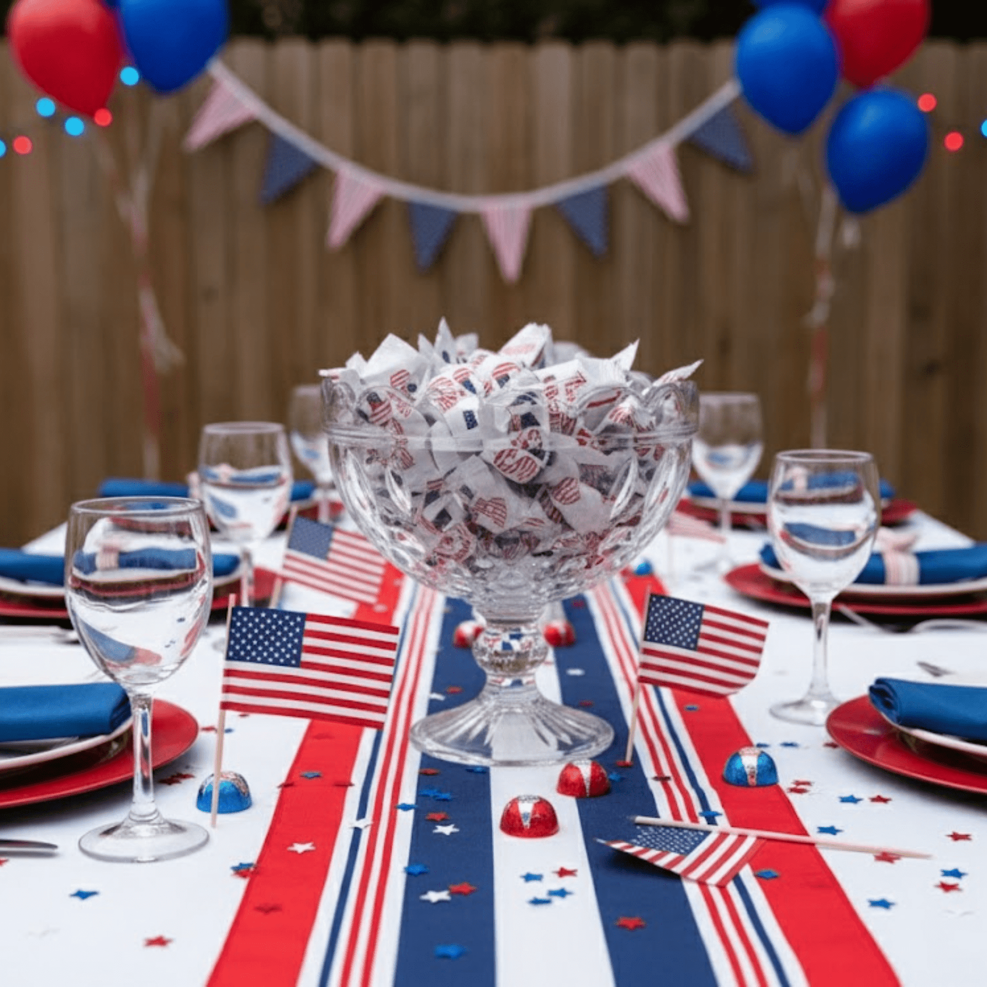 USA Flag Buttermints 216ct – Patriotic Candy for 4th of July, Memorial Day, Veterans Day, American Flag Candy, Red White and Blue Snacks, Buttermints Individually Wrapped in Bulk - Tree Treasures