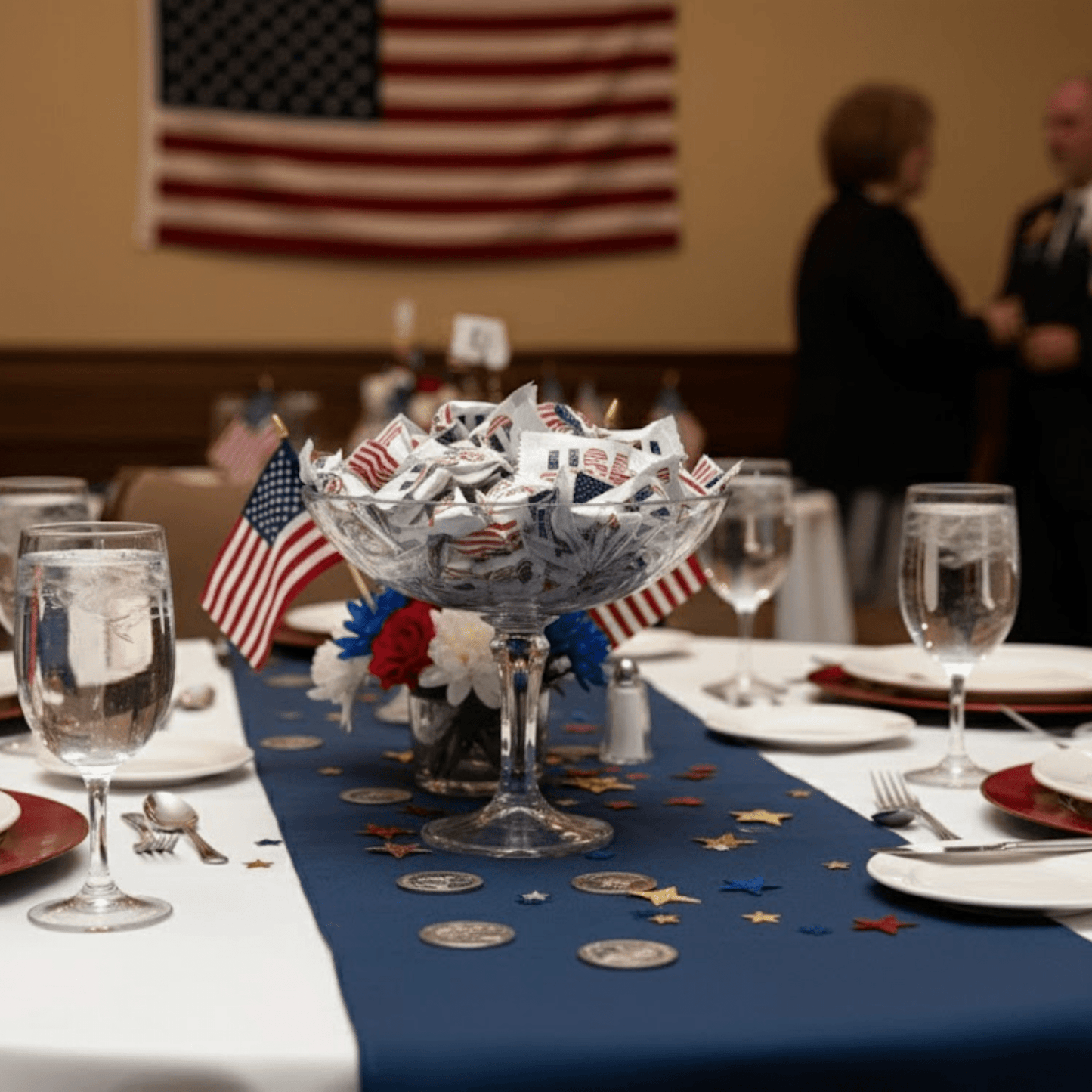 USA Flag Buttermints 216ct – Patriotic Candy for 4th of July, Memorial Day, Veterans Day, American Flag Candy, Red White and Blue Snacks, Buttermints Individually Wrapped in Bulk - Tree Treasures