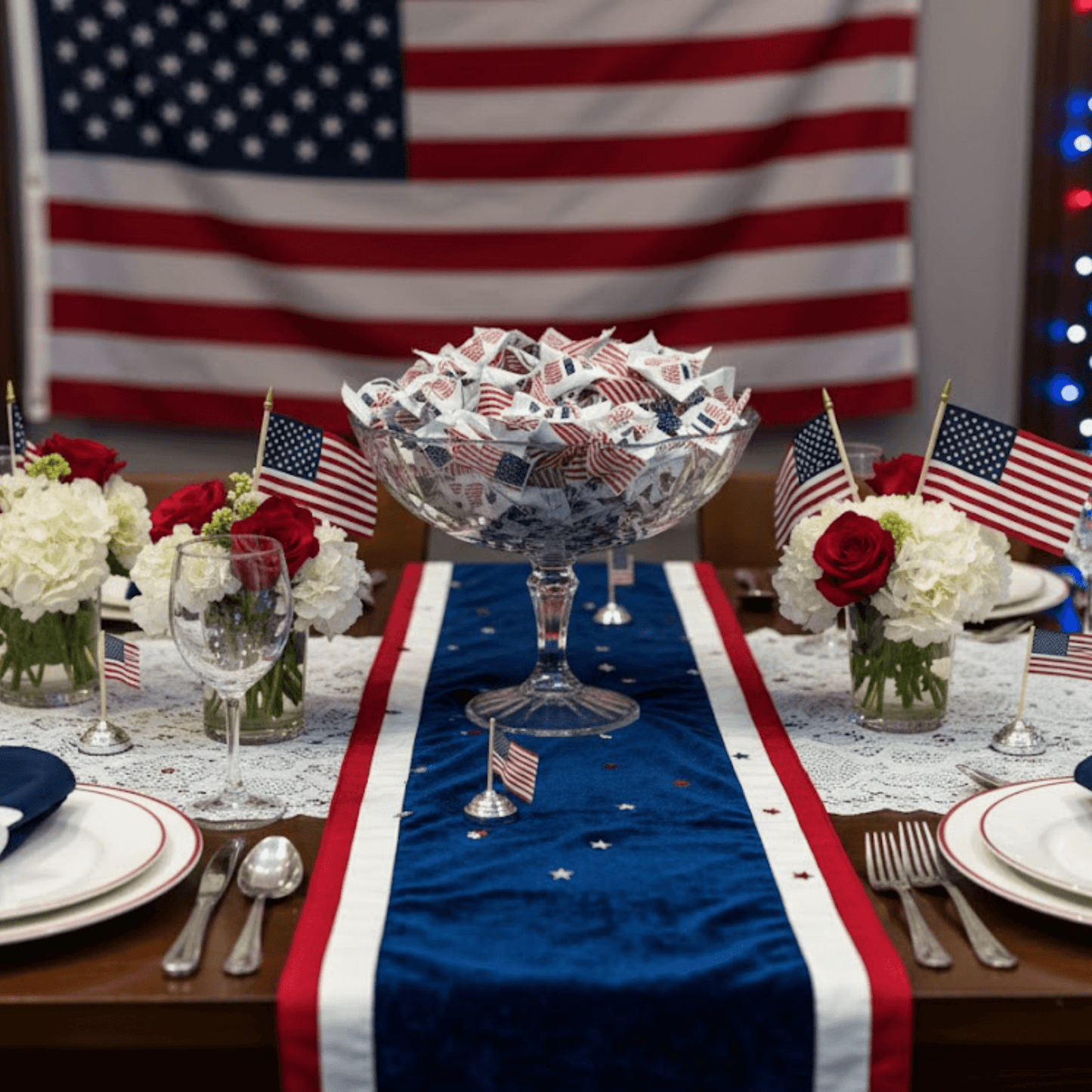 USA Flag Buttermints 216ct – Patriotic Candy for 4th of July, Memorial Day, Veterans Day, American Flag Candy, Red White and Blue Snacks, Buttermints Individually Wrapped in Bulk - Tree Treasures